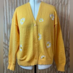 Yellow Daisy Embroidered Women's Sweater